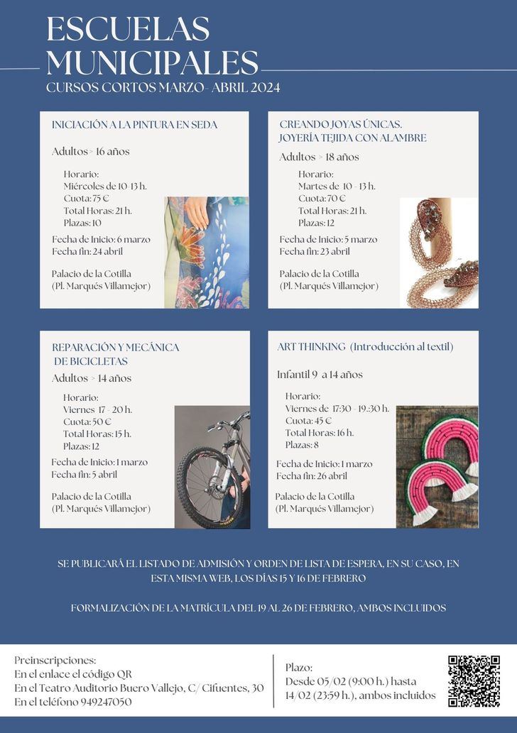 Abierto el plazo para la inscripción de los cursos cortos de las Escuelas Municipales de Guadalajara en los meses de marzo y abril