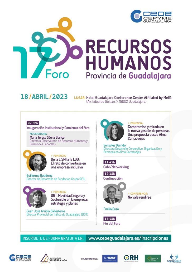 El 17º Foro de Recursos Humanos de la provincia de Guadalajara tendrá lugar el 18 de abril