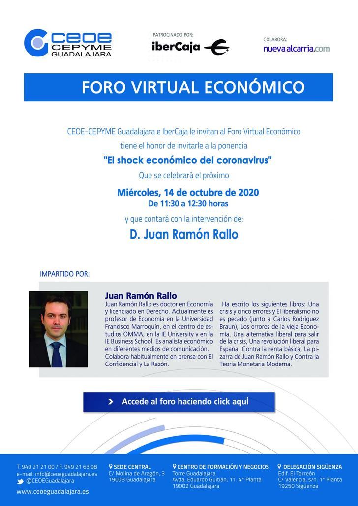 Juan Ramón Rallo, protagonista de un nuevo Foro Empresarial de CEOE-CEPYME Guadalajara