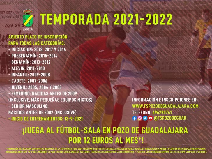 Comienza la temporada 2021-2022 para FS Pozo de Guadalajara, inscripciones abiertas desde 12 euros al mes