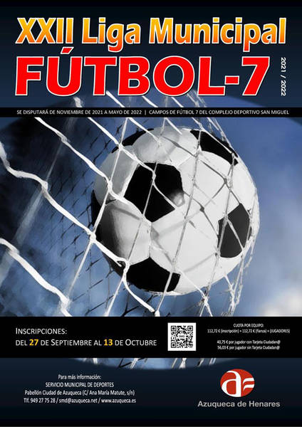 Abierta la inscripción en la XXII Liga Municipal de Fútbol 7 de Azuqueca