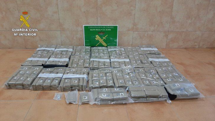 La Guardia Civil de Toledo detiene a una persona por un delito de tráfico de drogas al portar más de 46 kilos de hachís