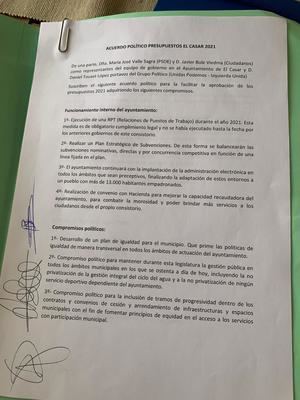 Unidas Podemos Izquierda Unida en el municipio de El Casar llega a un acuerdo con el equipo de gobierno para facilitar la aprobación de los presupuestos