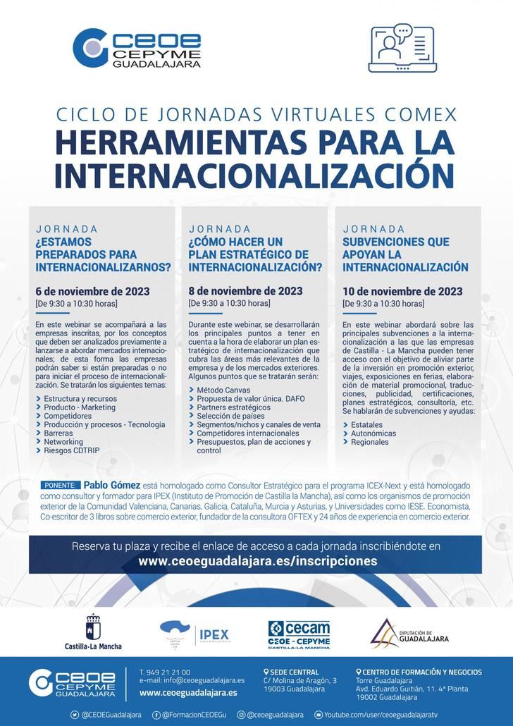 CEOE-CEPYME Guadalajara organiza un nuevo ciclo de jornadas virtuales sobre Comercio Exterior