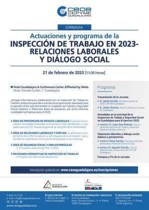 CEOE-CEPYME Guadalajara organiza una Jornada sobre las “Actuaciones y programa de la inspección de trabajo en 2023-relaciones laborales y diálogo social”