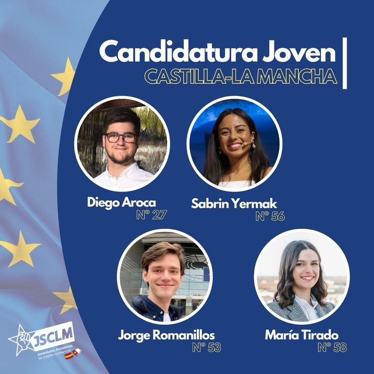 Cuatro jóvenes socialistas de Castilla-La Mancha formarán parte de la candidatura del PSOE a las elecciones europeas. 