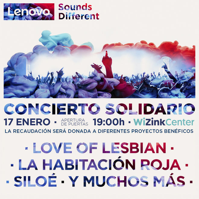 El 17 de enero llega el concierto solidario Lenovo Sounds Different, al WiZink Center de Madrid