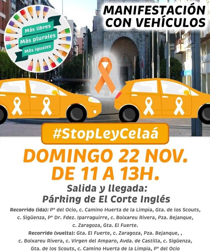 Convocan una Manifestación con Coches en Guadalajara contra la Ley Celaá