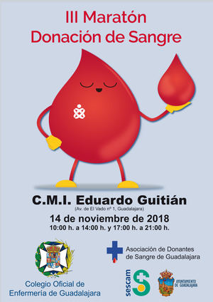 El Colegio de Enfermería de Guadalajara organiza su III Maratón de Donación de Sangre el próximo 14 de noviembre
