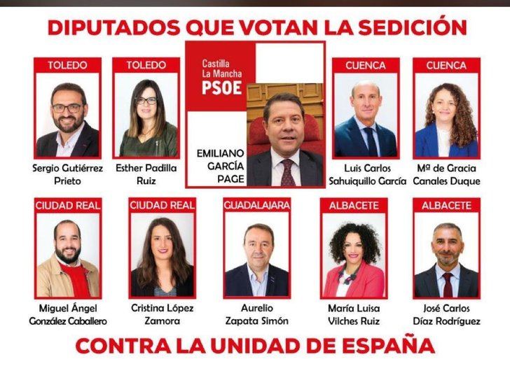 El PP le pide a Page cesar de los cargos del PSOE C-LM a los diputados y senadores que dieron el SÍ a la supresión del delito de sedición y rebaja de la malversación 