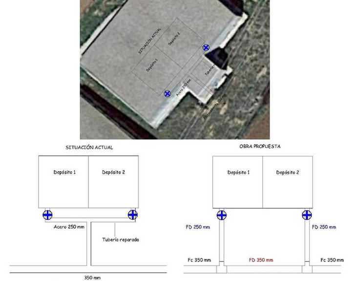 Obras de mejora en el depósito municipal de la carretera de Meco para instalar dos nuevas tuberías