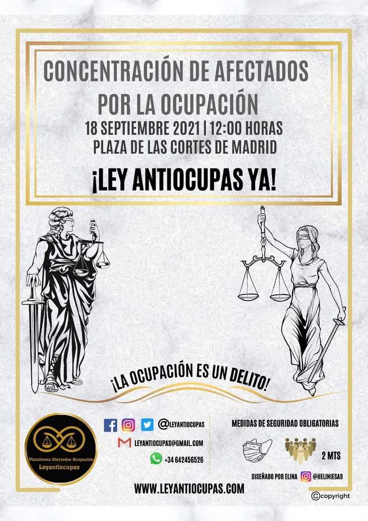 Horche se une a la manifestación frente al Congreso para pedir una ley antiokupas