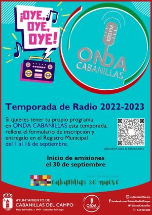 Onda Cabanillas retomará las emisiones en directo el 30 de septiembre, para la temporada 22-23