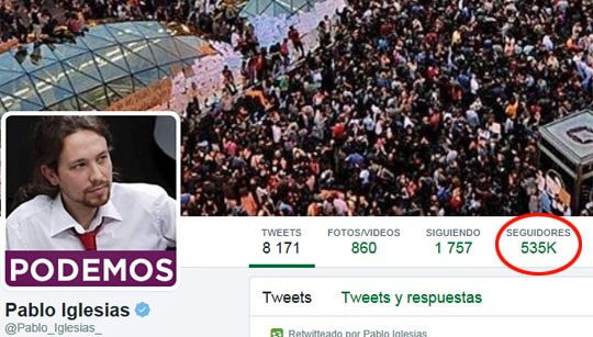 Pablo Iglesias es el político español con más seguidores falsos en Twitter