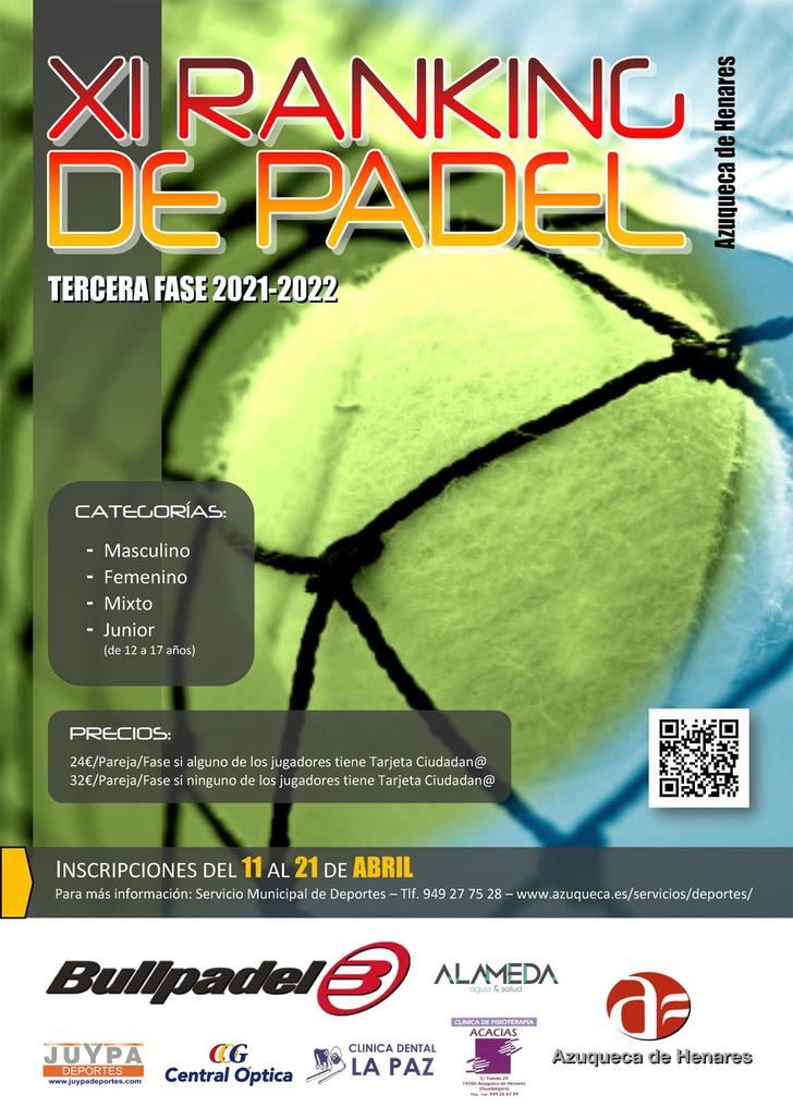 Abierta la inscripción en la primera fase del XII Ranking de Pádel de Azuqueca