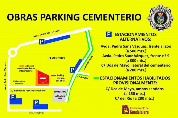 El Ayuntamiento de Guadalajara habilita plazas de aparcamiento en el entorno de la estación de autobuses durante la obra
