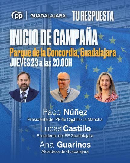 El PP inicia este jueves la campaña de las Europeas con un gran acto en el parque de La Concordia de Guadalajara