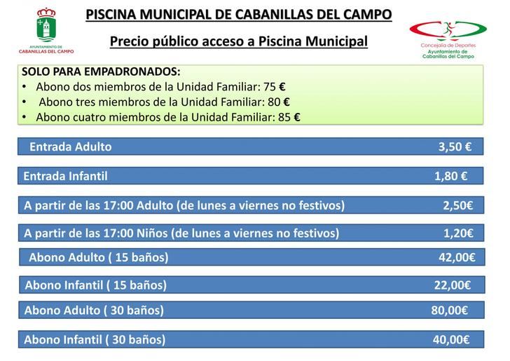 La Piscina Municipal de Cabanillas abrirá sus puertas el 1 de julio