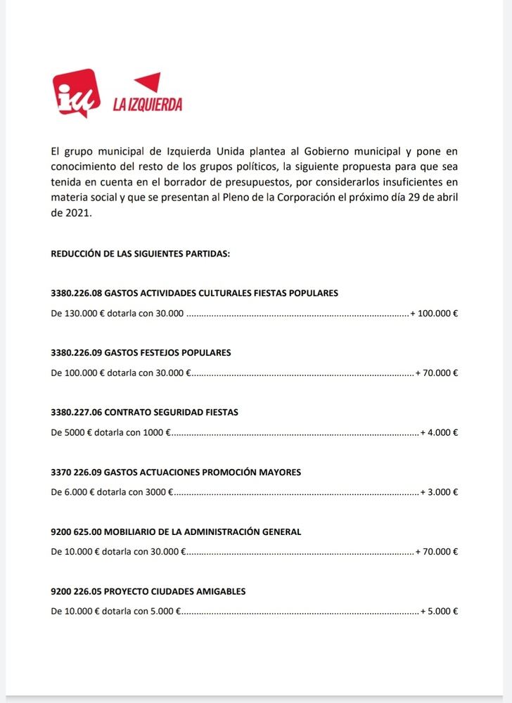 Izquierda Unida le hace una propuesta al proyecto de presupuestos que plantea el Gobierno de José Luis Blanco