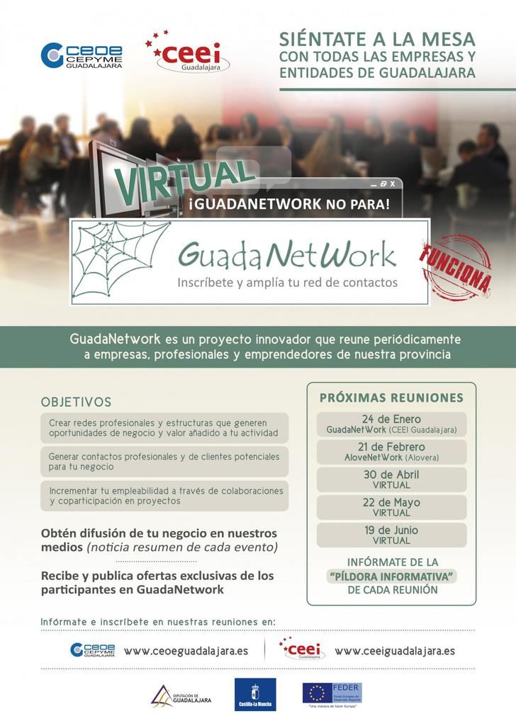 El próximo encuentro de GuadaNetWork virtual tendrá lugar el viernes 22 de mayo a las 10 horas