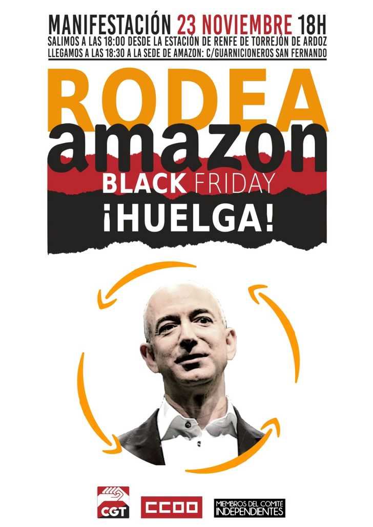 Una manifestación ciudadana rodeará el centro logístico de Amazon de San Fernando en su primera jornada de huelga