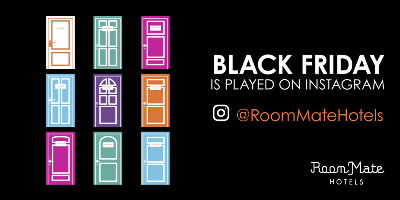 Room Mate lanza su campaña #RMBlackFriday en Instagram y regala noches de hotel y cientos de descuentos
