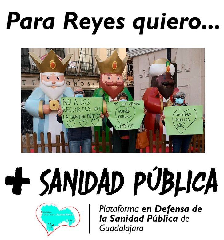 Los integrantes de la Plataforma en Defensa de la Sanidad Pública de Guadalajara escriben su Carta a los Reyes Magos