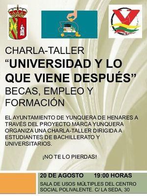 Una charla-taller orientará a los jóvenes de Yunquera sobre sus posibilidades de formación y empleo