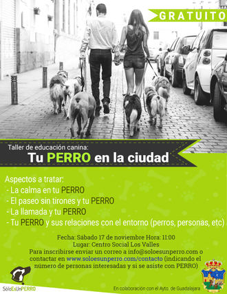 El 17 de noviembre en el centro social Los Valles, nueva sesión de los talleres de adiestramiento de perros