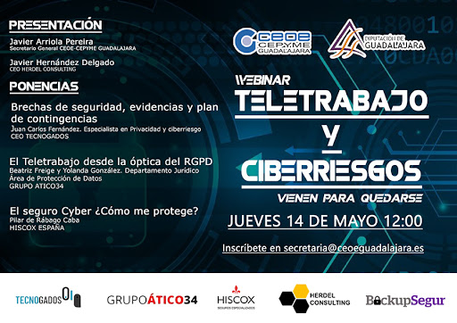 El Teletrabajo y los CiberRiesgos, el próximo Seminario Web de CEOE-CEPYME Guadalajara