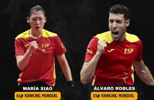 Entrenamiento abierto al público de María Xiao y Álvaro Robles en los Campeonatos de España de Tenis de Mesa en Guadalajara
