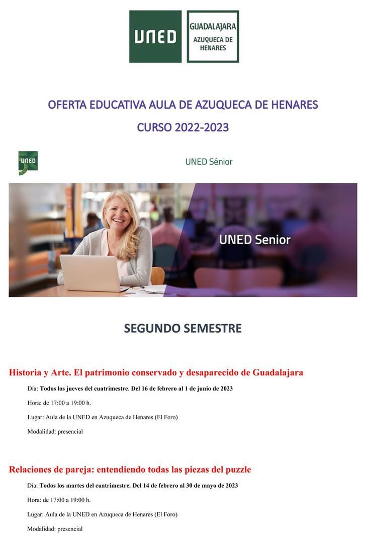 El Aula de Azuqueca acoge este semestre dos nuevas asignaturas de UNED Sénior