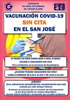 A partir de hoy lunes, las personas de 30 a&#241;os o m&#225;s pendientes de recibir la dosis de refuerzo frente a la Covid-19 podr&#225;n vacunarse en el San Jos&#233; 
