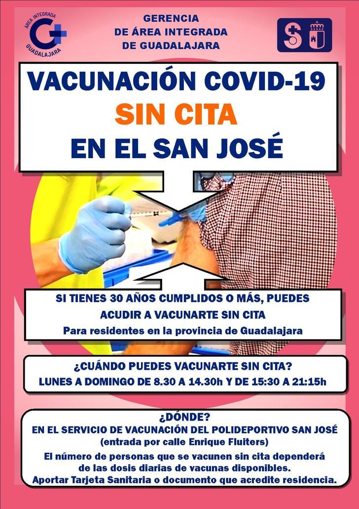 A partir de hoy lunes, las personas de 30 años o más pendientes de recibir la dosis de refuerzo frente a la Covid-19 podrán vacunarse en el San José