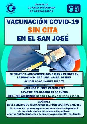 Se abre este sábado en el San José la administración de la dosis de refuerzo frente a la Covid-19 a residentes en la provincia de Guadalajara de 18 años en adelante 