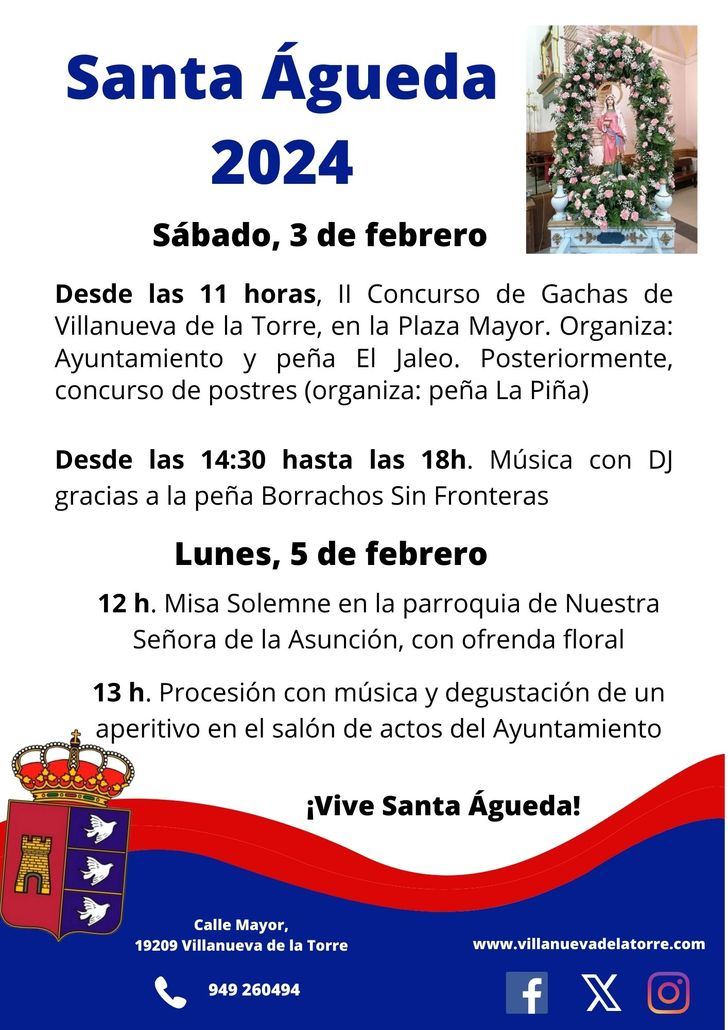 Villanueva de la Torre conmemora a su patrona, Santa Águeda, con su tradicional misa y procesión, y el II Concurso de Gachas