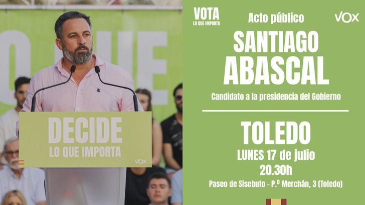 Abascal celebrará un acto público en Toledo el lunes 17 de julio