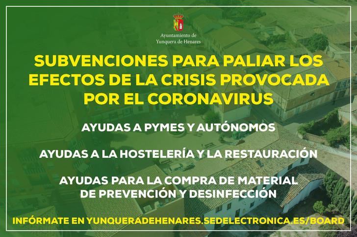 El Ayuntamiento de Yunquera de Henares pone en marcha las primeras ayudas para paliar los efectos de la crisis del coronavirus