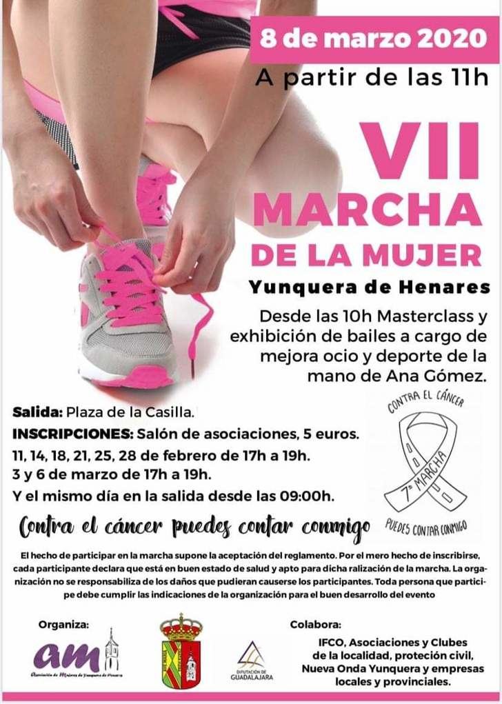 La VII Marcha de la Mujer de Yunquera de Henares llevará el lema Contra el cáncer puedes contar conmigo