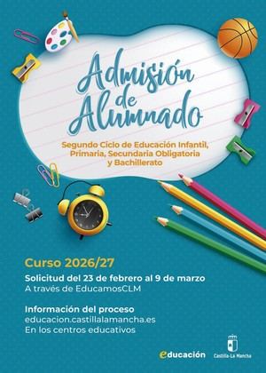 Apertura del plazo de escolarización para el curso 2026-27 en Castilla-La Mancha
