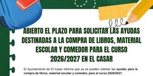 Abren solicitudes para ayudas de libros y comedor en El Casar 2026/2027