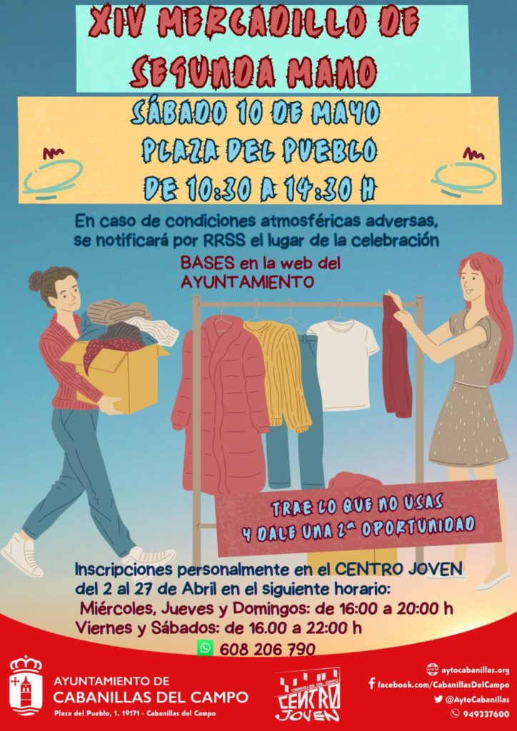 Inscripciones abiertas para el 14º Mercadillo de Segunda Mano en Cabanillas del Campo