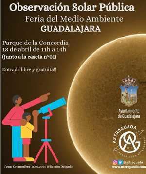 AstroGuada celebra este sábado una observación pública desde el Parque de la Concordia para ver el Sol