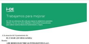 Corte de luz programado en El Casar y Montecalderón el 17 de septiembre