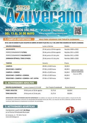 Hasta el 14 de junio, se abre el plazo de inscripción para cubrir las vacantes del Azuverano