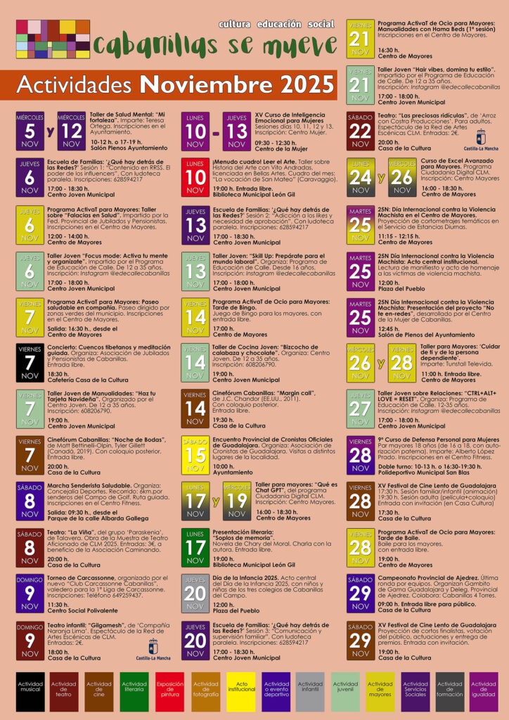 Actividades socioculturales en Cabanillas para noviembre de 2025