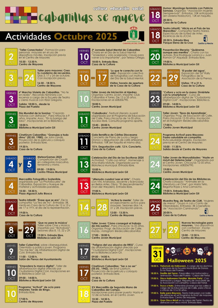 Actividades socioculturales de Cabanillas para octubre disponibles