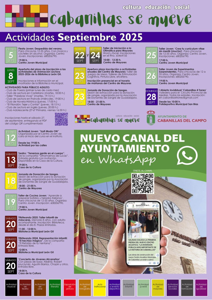 Actividades socioculturales de Cabanillas para septiembre disponibles