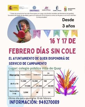 Campamento Urbano en Quer para días sin colegio el 16 y 17 de febrero