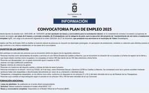 Lanzan convocatoria para el Plan de Empleo 2025 en Yebes